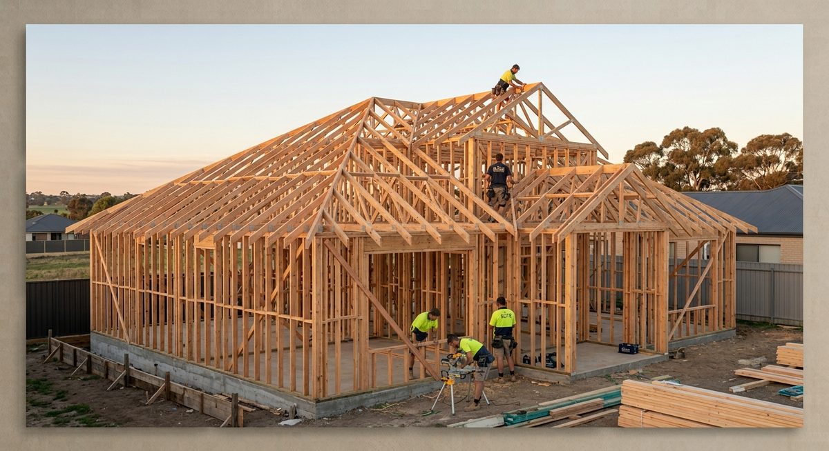 On-site structural carpentry — timber frame construction